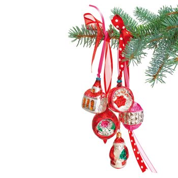 retro kerstballen raamsticker (Flat Flowers)