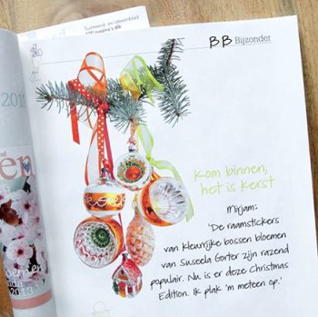 raamstickers kerst flat flowers