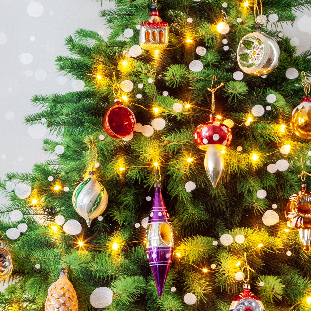 Special Edition: Tiny-Trees met kerstballen + licht erop gedrukt (Large) + LED verlichting - Afbeelding 4