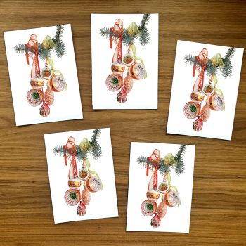 eco kerstkaartjes op tafel